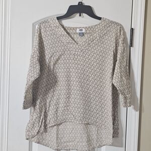 Old Navy Beige Geometric Blouse